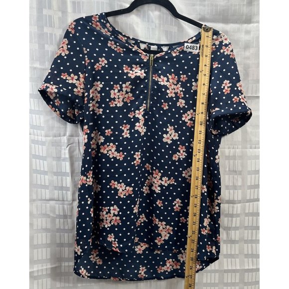 Counterparts Women Top Size M Color Blue Floral Zipper - Picture 5 of 12